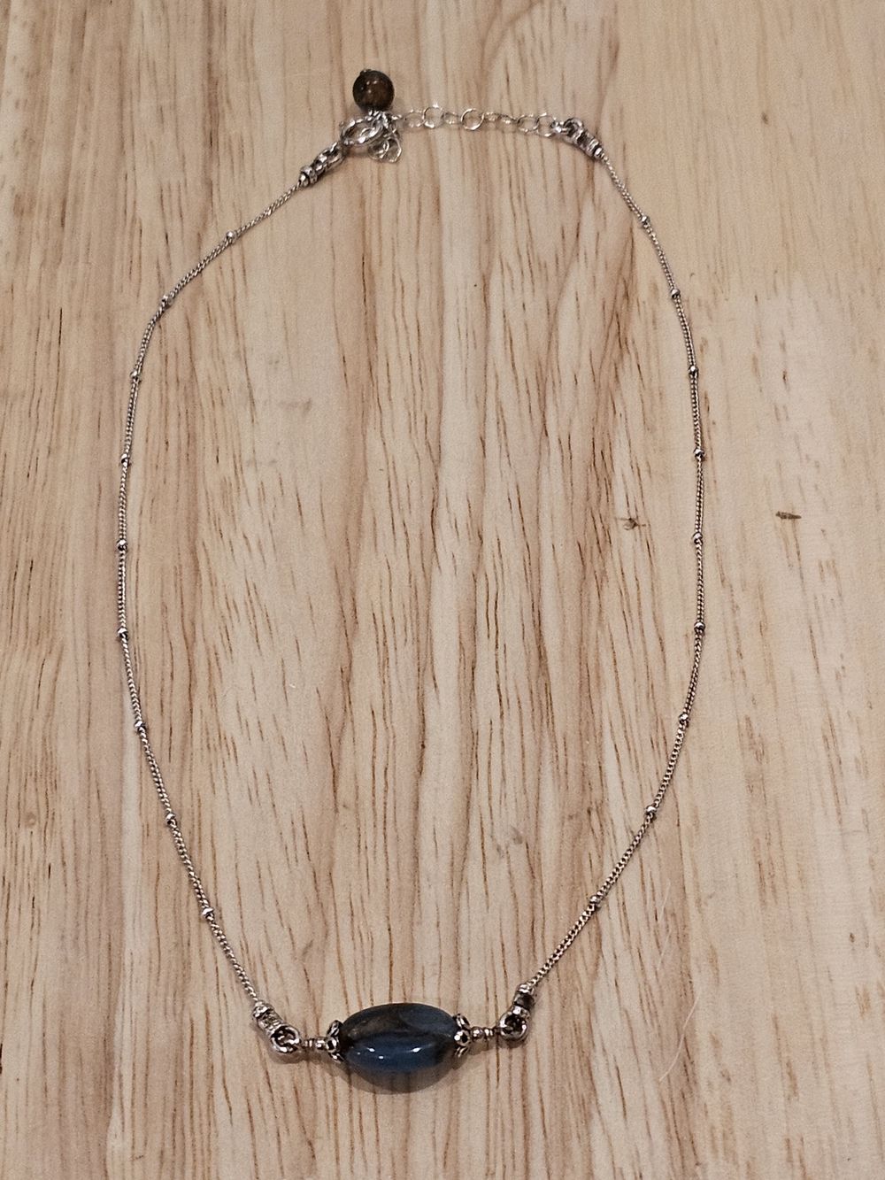 Blue & Silver Stone Pendant Necklace 925